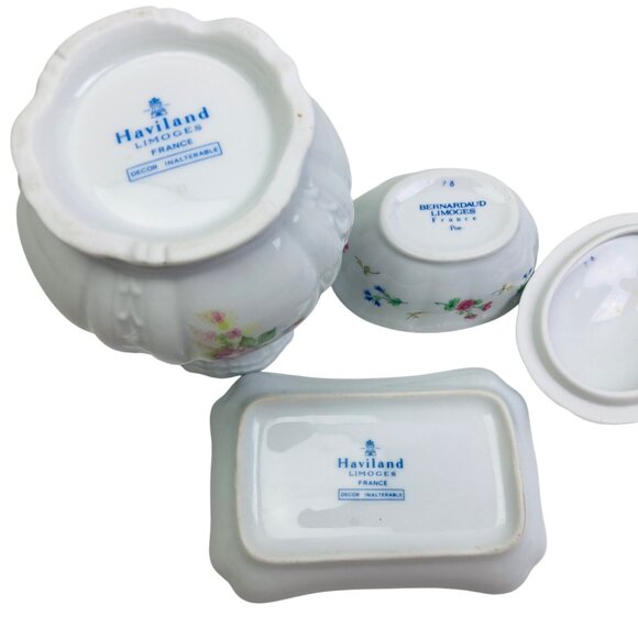 Vintage Haviland Limoges France Floral Porcelain Set - Vase, Tray, Trinket Box - Picture 7 of 13